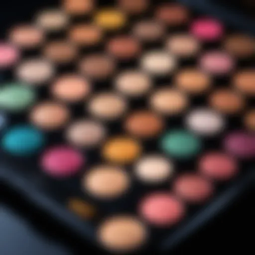 Colorful makeup palette with brushes