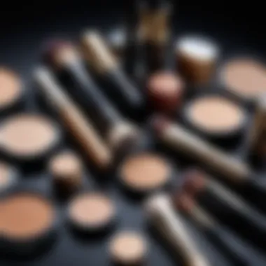 Makeup tools laid out for foundation application