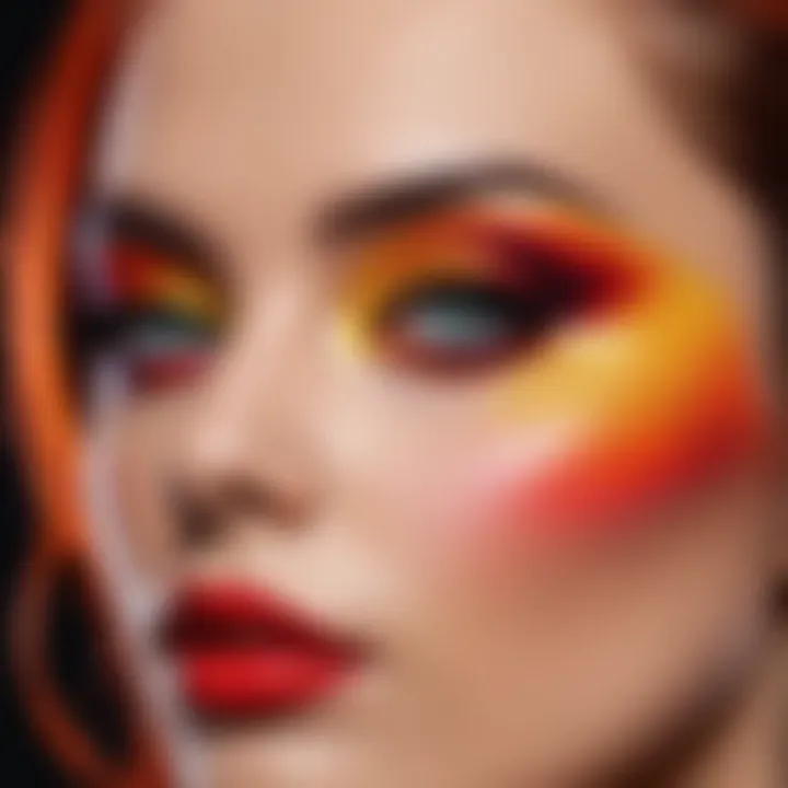 Close-up of vibrant and exaggerated makeup styles