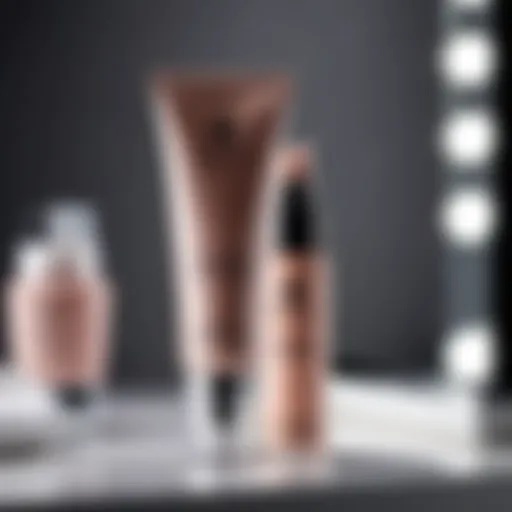 Close-up of a makeup primer tube on a vanity