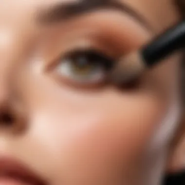 Close-up of a makeup brush applying foundation on a flawless skin