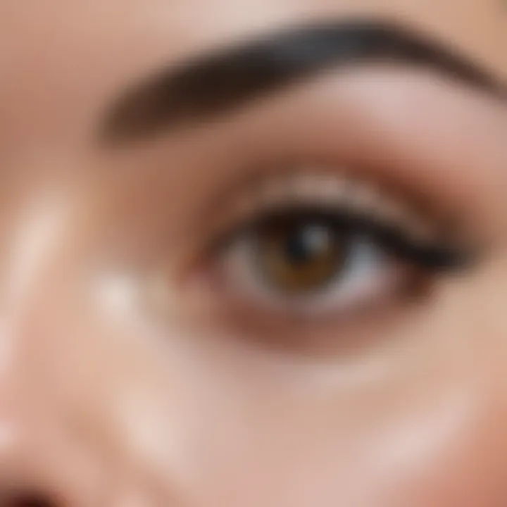 Close-up of precise eyeliner application technique