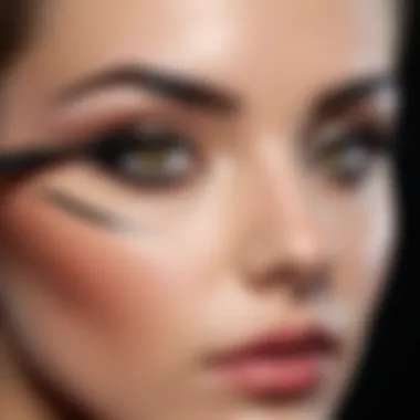 Demonstration of eyeliner application technique on an eye