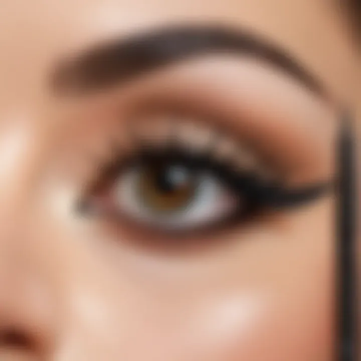 Tools needed for eyeliner application elegantly arranged