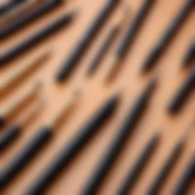 Essential Eyeliner Tools for Cat Eye Mastery An array of eyeliner tools arranged aesthetically