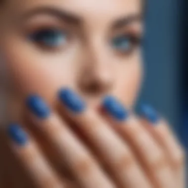 Contemporary blue nail art trends on display