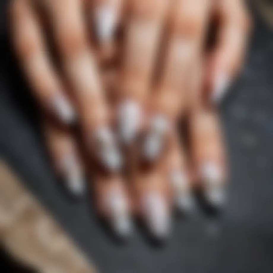 Elegant designs featuring stone embellishments on nail polish