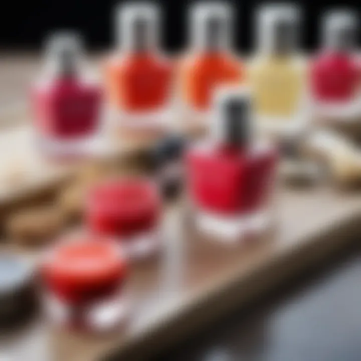 Nail care products arranged aesthetically