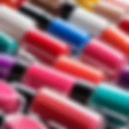 Trendy nail polish color swatches showcasing vibrant hues
