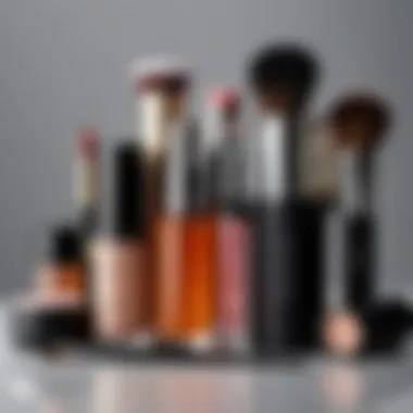 An arrangement of essential tools and products for achieving a flawless natural look.