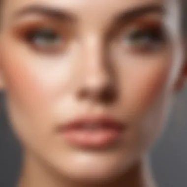 Close-up of skin with a soft, radiant glow achieved through natural makeup techniques.