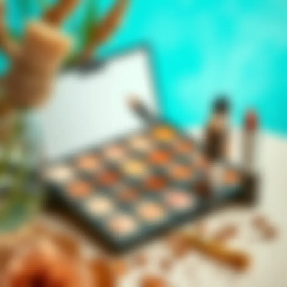 Elegant natural makeup palette showcasing earthy tones.