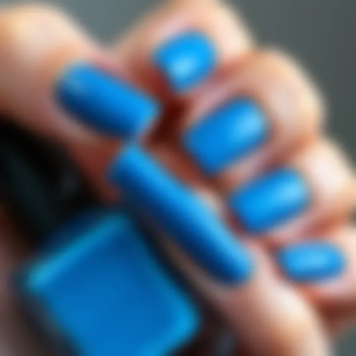 A spectrum of blue shades in nail polish