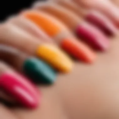 A close-up of different skin tones with nail polish swatches