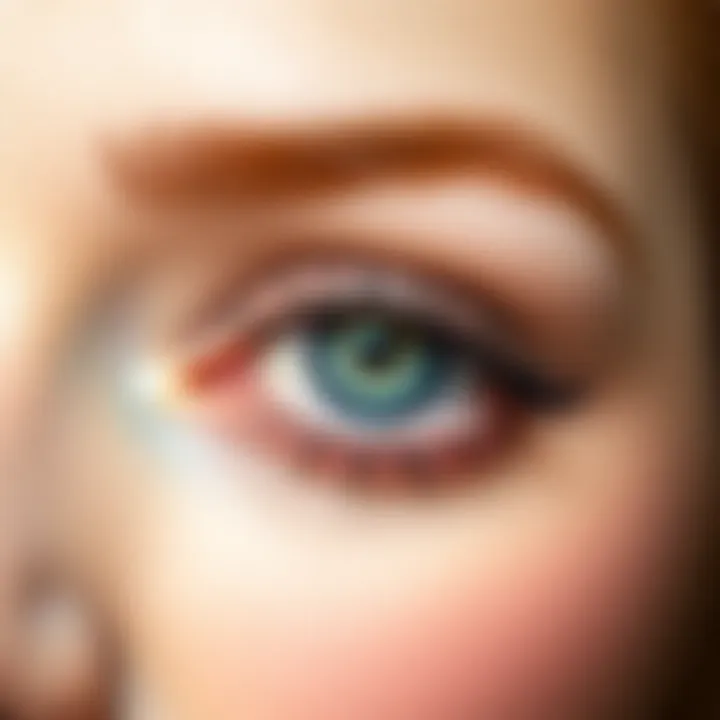 Close-up of a natural eye makeup look emphasizing light colors