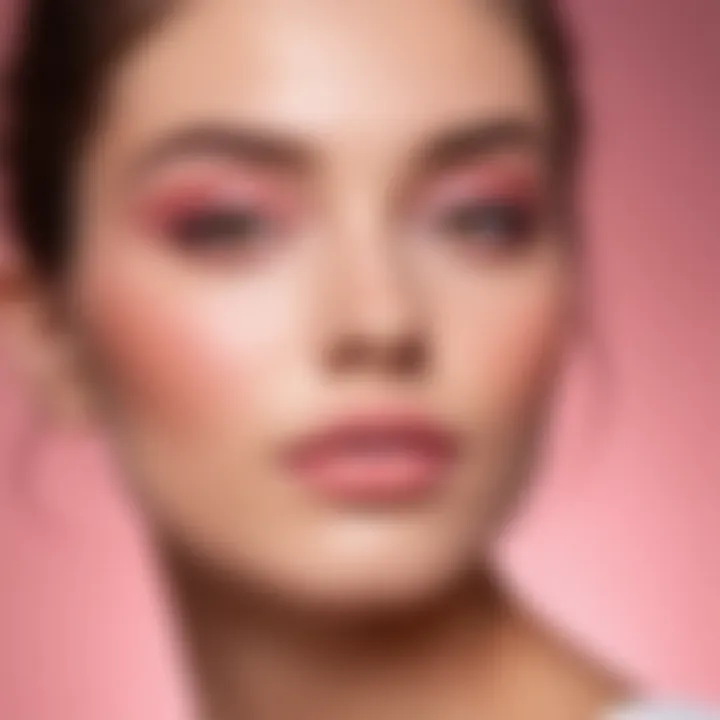 Soft pink blush applied on a model's cheeks enhancing her natural beauty