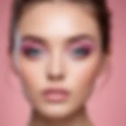 A soft pastel makeup look showcasing delicate shades on a model's face.