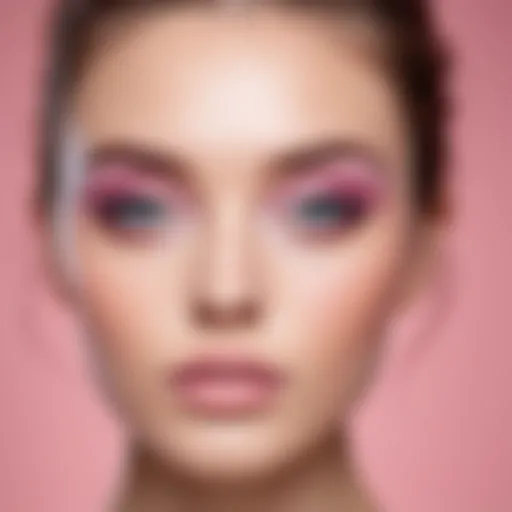 A soft pastel makeup look showcasing delicate shades on a model's face.