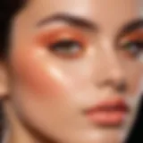 Peach color eyeshadow swatch on skin