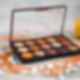Luxurious peach tone eyeshadow palette showcasing vibrant hues