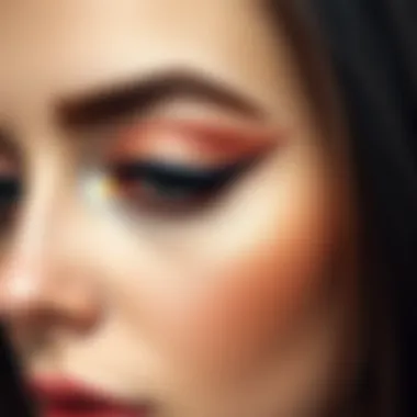 Close-up of peach-toned eye makeup showcasing a stylish look.