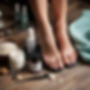 A serene setting for a home pedicure with tools laid out