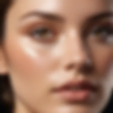 Close-up of a flawless complexion with foundation applied