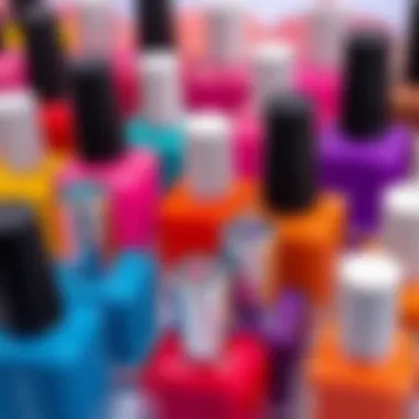 Vibrant array of nail polish bottles showcasing various colors