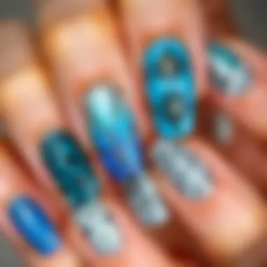 Creative Nail Polish Techniques and Patterns Artistic display of nail polish techniques with diverse patterns