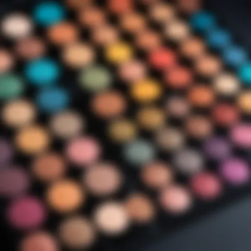 Vibrant eyeshadow palette showcasing an array of colors