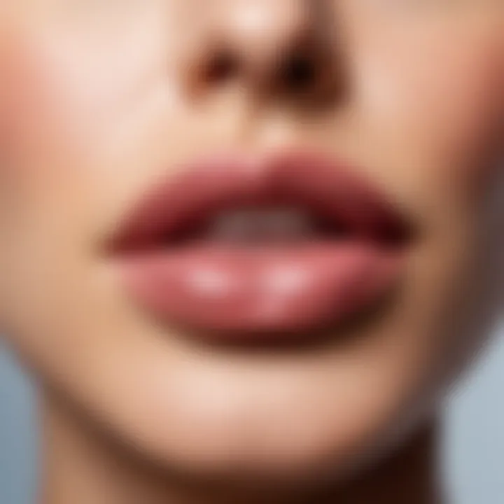 Close-up of a well-defined lip care routine