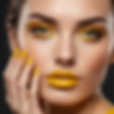 Yellow nail polish in contrast with skin tones