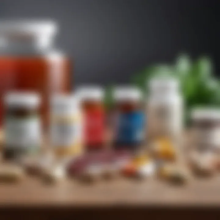 Natural supplements arranged on a table