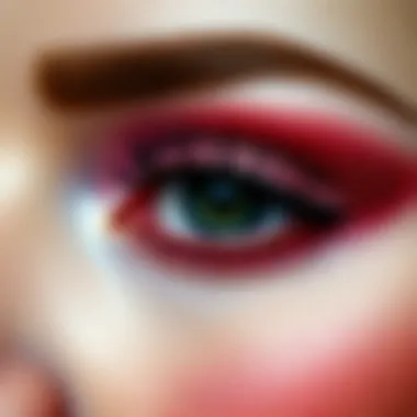 A close-up of shimmering eyeshadow applied perfectly