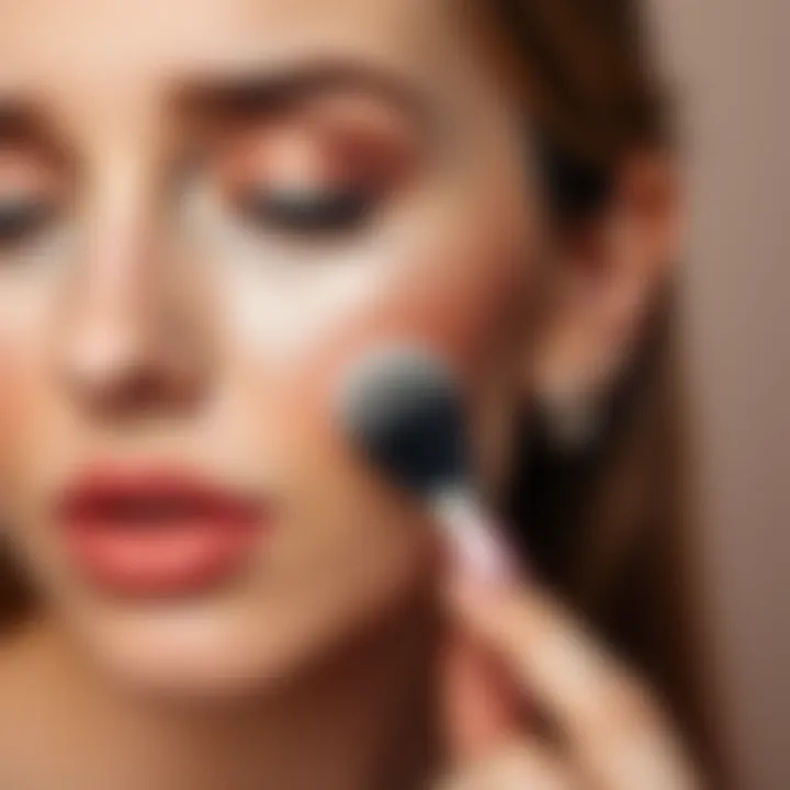 Elegant shimmering highlighter applied on cheekbones