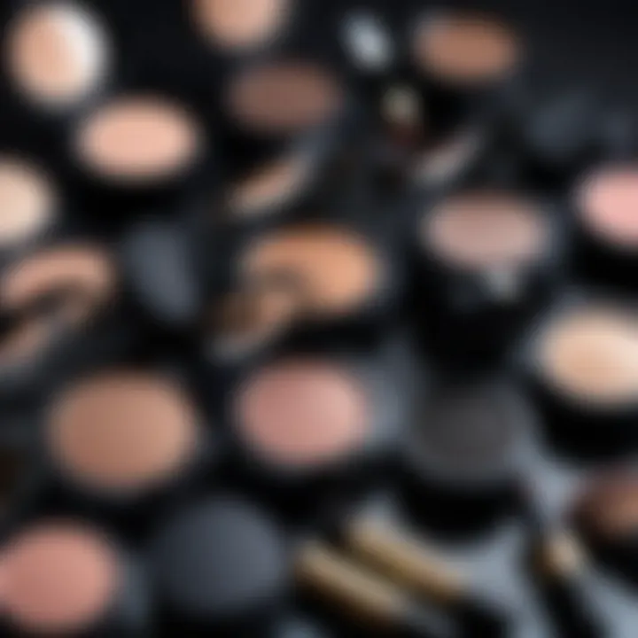 Close-up of makeup products suited for black-toned looks