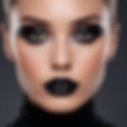 Elegant black makeup look showcasing a flawless complexion