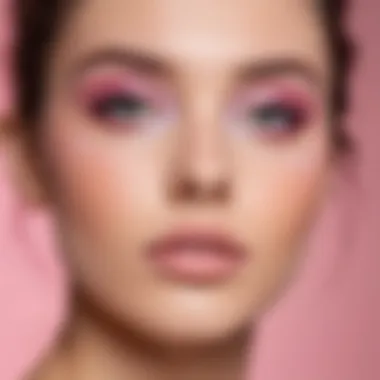 Close-up of a soft girl makeup look showcasing pastel colors and natural tones