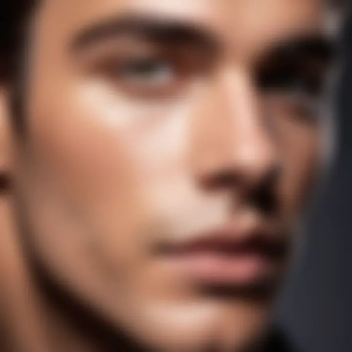 A stylish male model with a flawless foundation finish