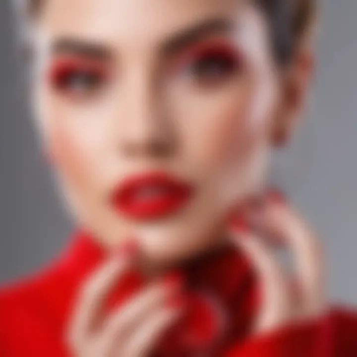 A fashionable setting highlighting the harmony of red with nail polish.