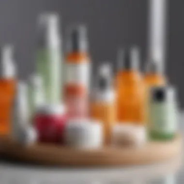 Skincare products arranged aesthetically