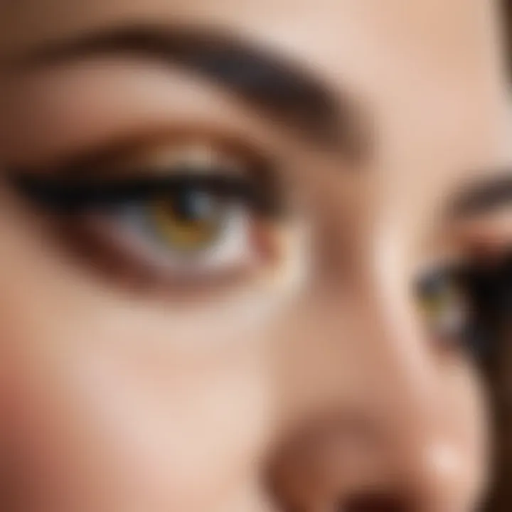 Elegant close-up of eye with false lashes applied