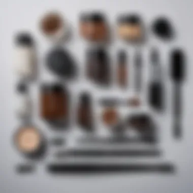 An array of eyebrow grooming products arranged aesthetically