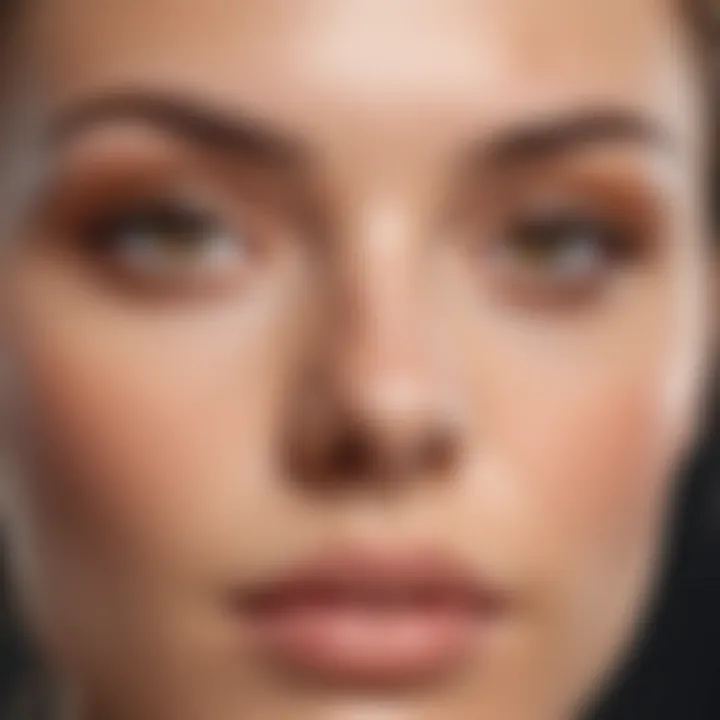 Close-up of flawless skin after concealer application