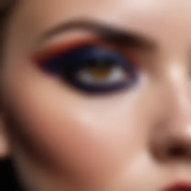 A close-up of dark tone makeup showcasing rich colors and textures.