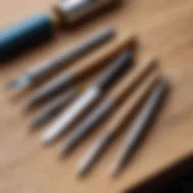 Nail shaping tools arranged artistically on a wooden surface