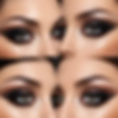 A display of different eye shapes with corresponding smoky makeup styles.