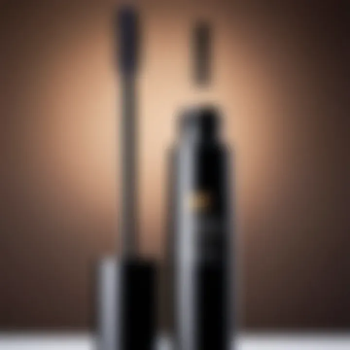 A close-up of a curling mascara tube highlighting its sleek packaging.