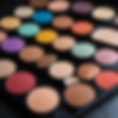 Close-up of a designer makeup palette used in film production.