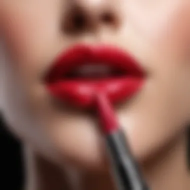 Close-up of gloss lipstick application on lips